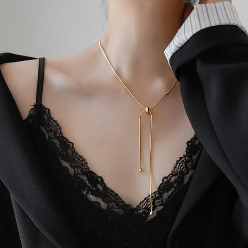 Collar Lariat Elegance – Acero Inoxidable Ajustable