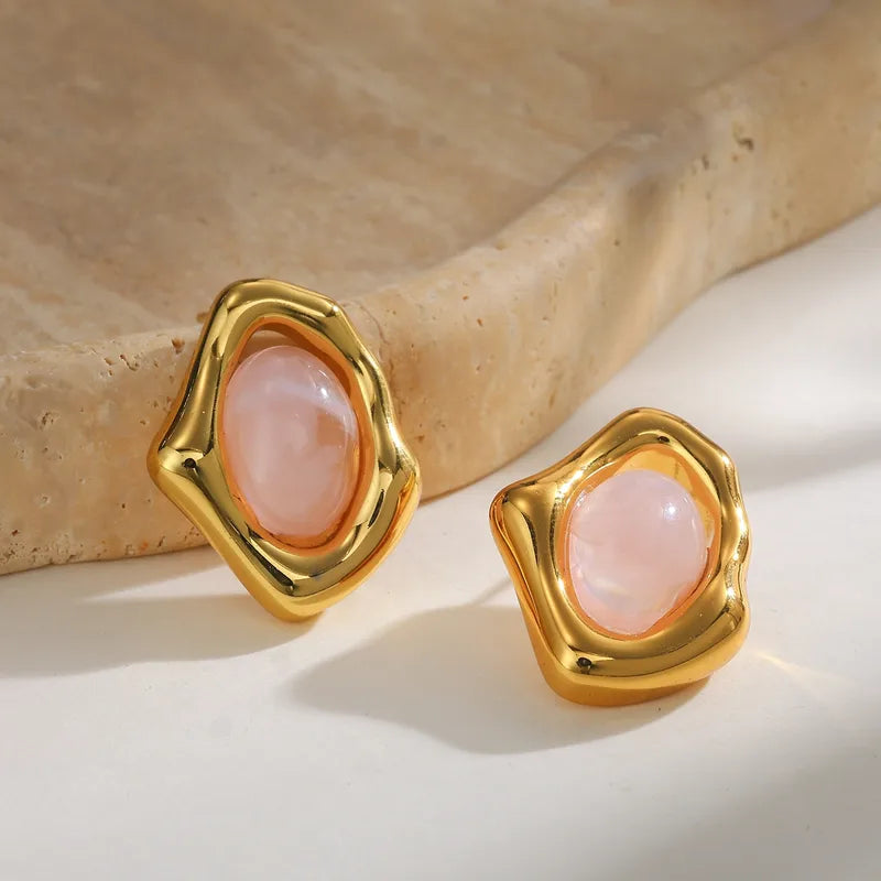 Aretes Resin Glow – Piedra Colorida en Oro
